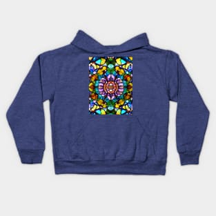 Stained Glass Abstract Rose Mandala Kids Hoodie